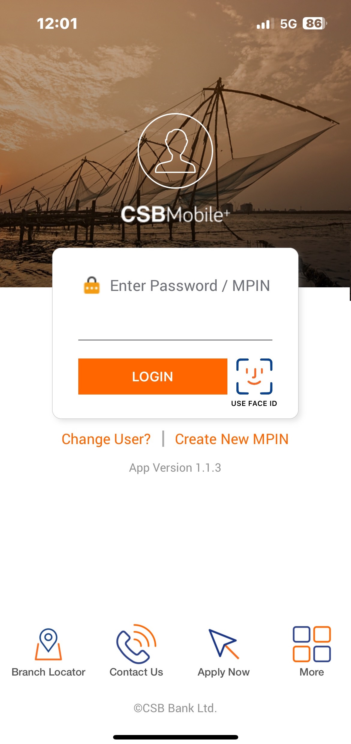 Login screen and follow on screen instructions